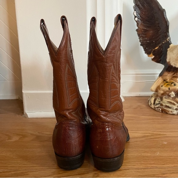 Vintage brown leather and lizard skin cowboy boots - Picture 5 of 6